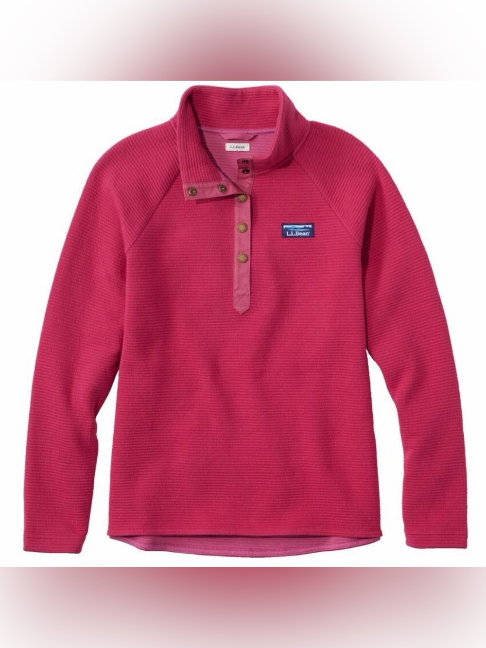 L.L. Bean Women's Raspberry Snap-Front 1/4 Fleece Pullover - L